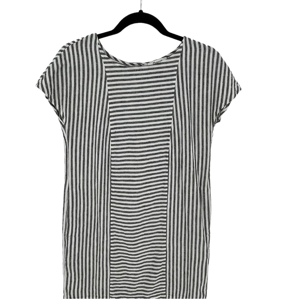 Madewell Stripe-Play Button-Back Tee Dress w/Pockets - Sz XXS